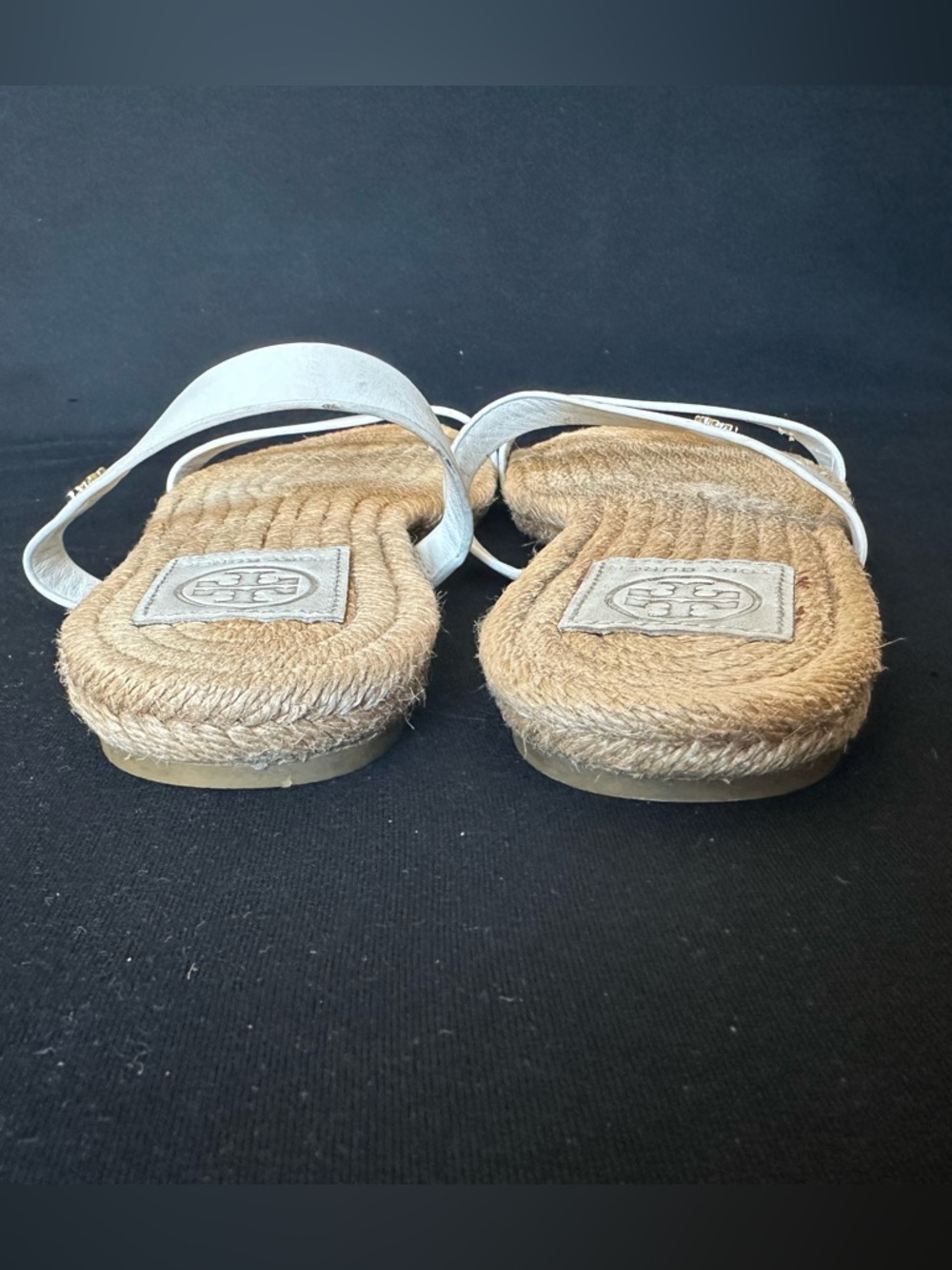 Tory Burch White Leather Double-Strap Espadrille Slide Sandals - Picture 3 of 8